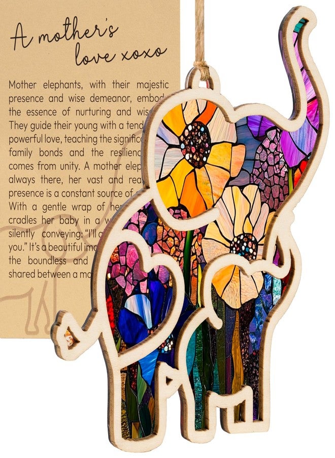 Sensemory Motherhood Elephant Ornament with Card for Christmas Tree, Mother's Day, for Mom, Newmom, Suncatcher Elephant Gifts for Women - Image 1